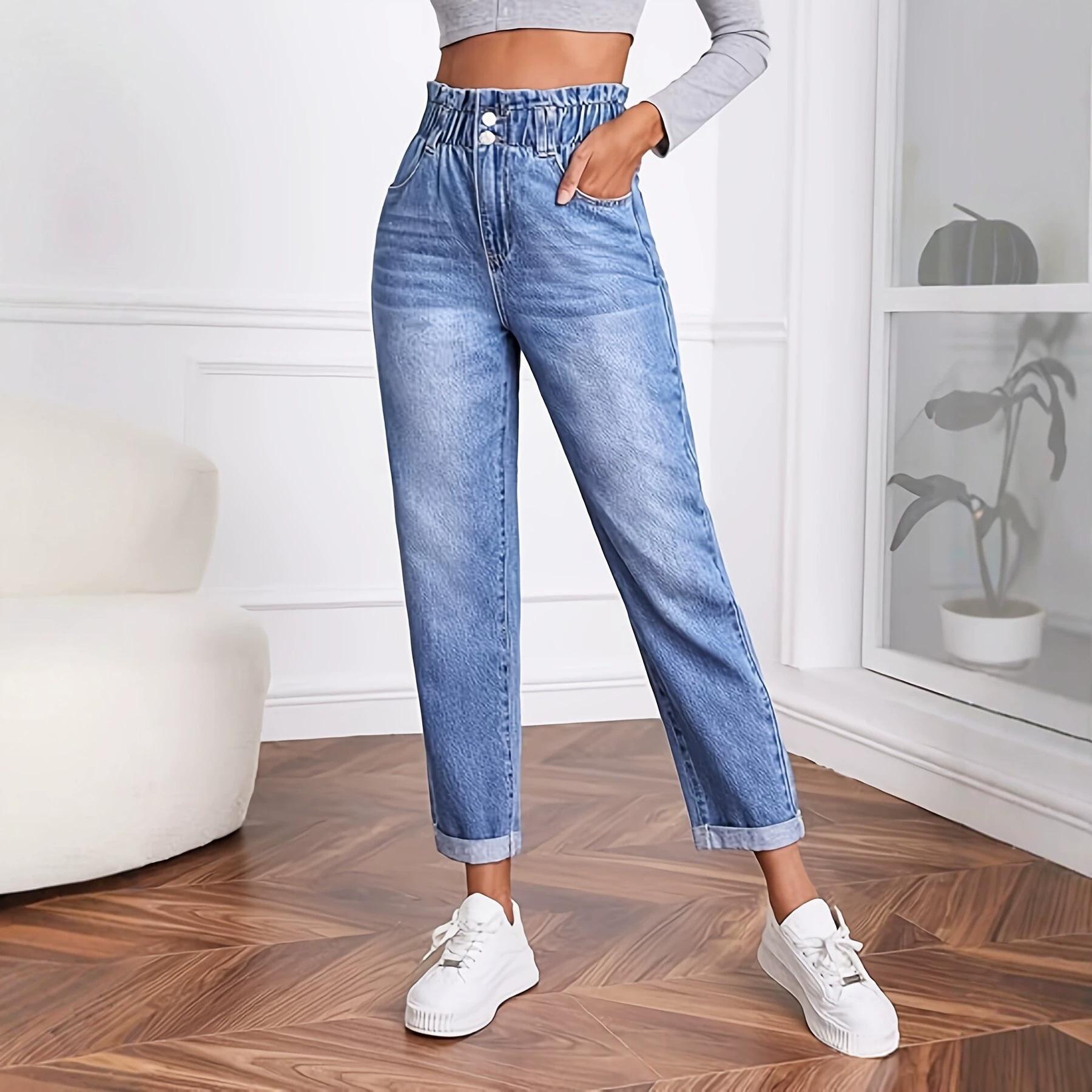 Jeans With An Elastic Waist Flattering On All Body Types Cropped Length
