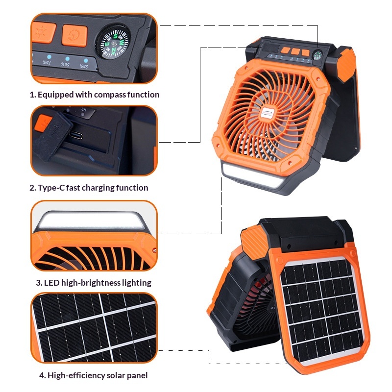 Solar-powered Outdoor Fan Camping Fan