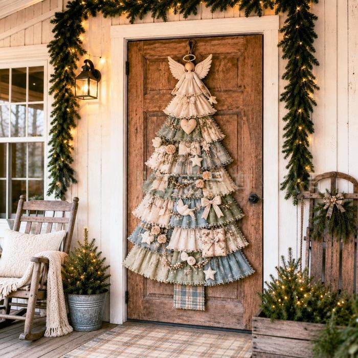 Oversized Patchwork Christmas Tree Door HangingKi