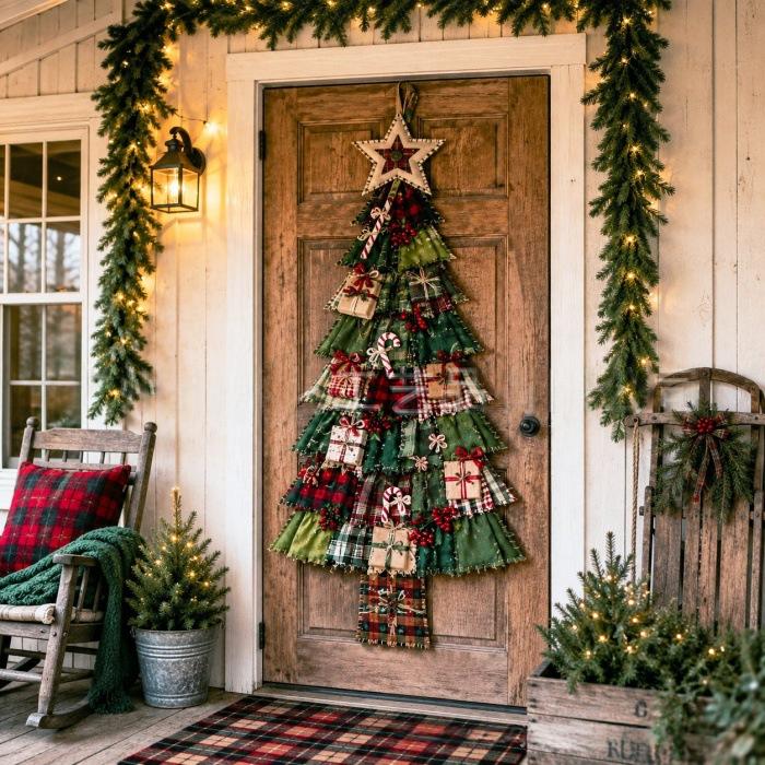 Oversized Patchwork Christmas Tree Door HangingKi
