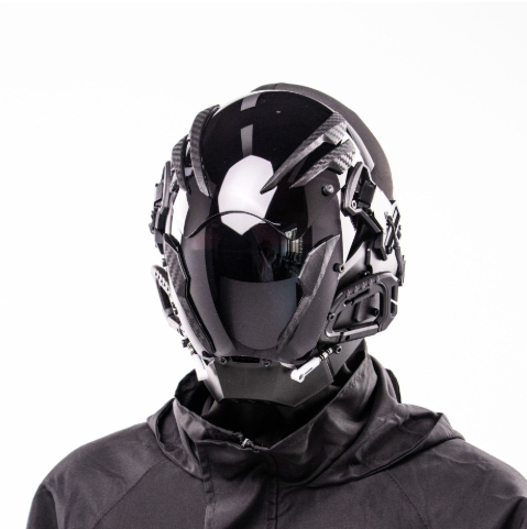 Robot Gloeiend Masker Cosplay Hoofddeksel Zwart