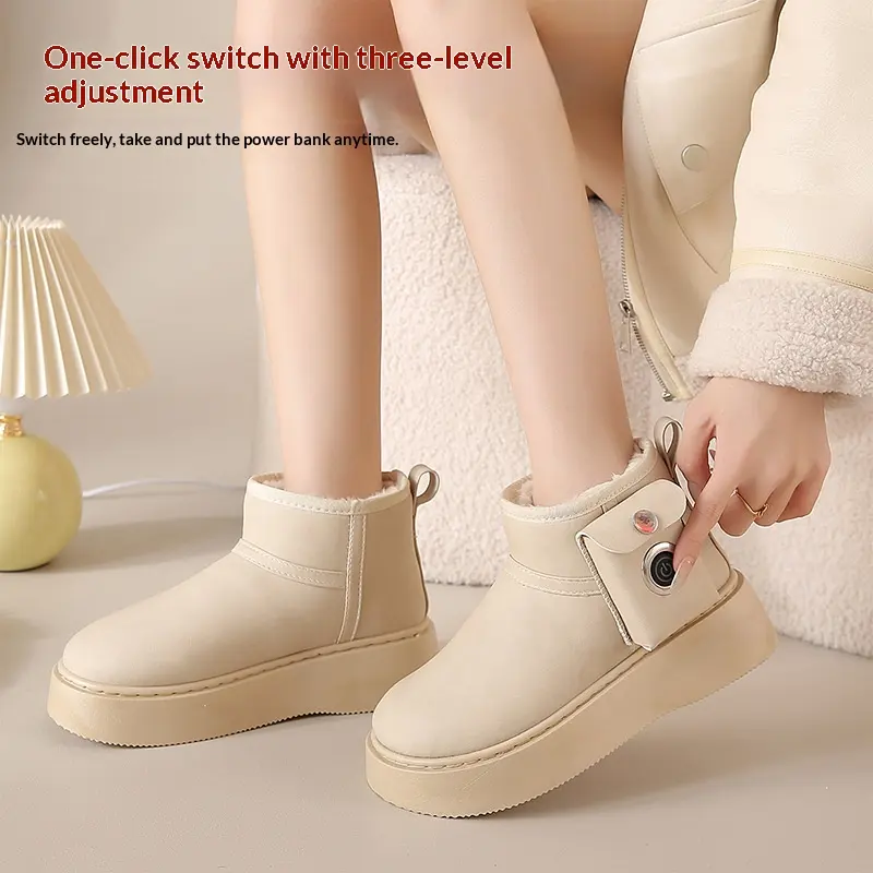 Electric-heated Shoes Snow Boots Womens Fleece-lined Warm