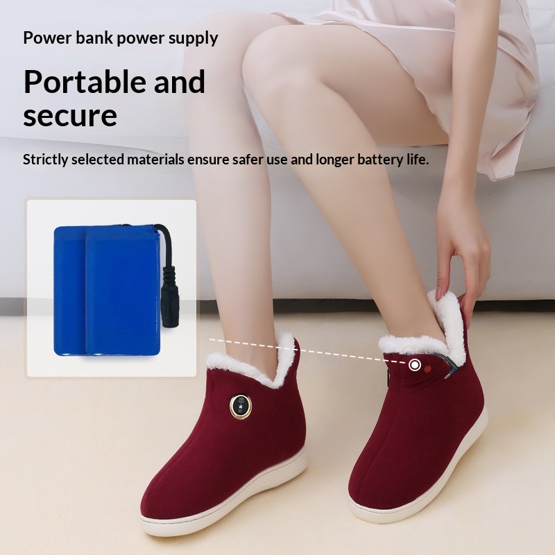 Far-infrared Heated Snow Boots Equipped With A Rechargeable Heating Insole