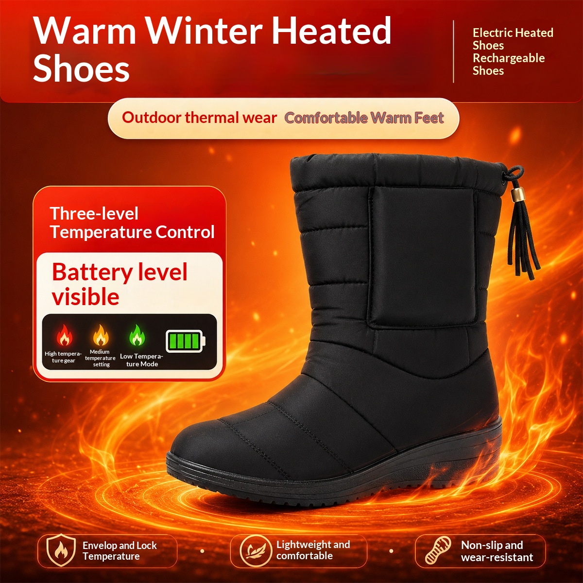 Electric-heated Snow Winter Cold-proof And Warming Thermal Cotton Boots