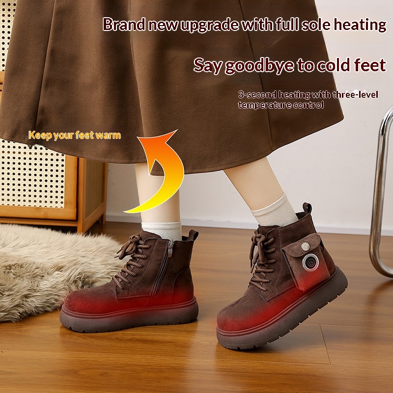 Women's Rechargeable Heated Shoes - Warm Electric Thermal Footwear for Winter Outdoor Cold Weather Protection