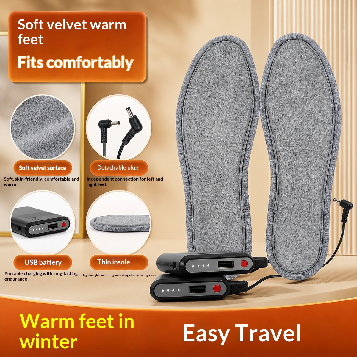 Thermostatic Heated Insoles For Power Banks