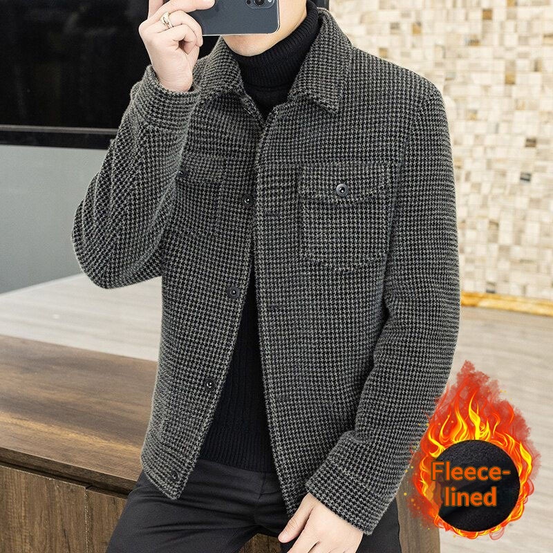 Mens Wool Coat Autumnwinter Jacket Trendy Short Style