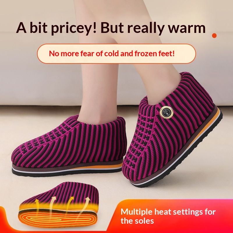 Smart Temperature-Controlled Walkable Outdoor-Warm Electric-Heated Knit Shoes For Home Use