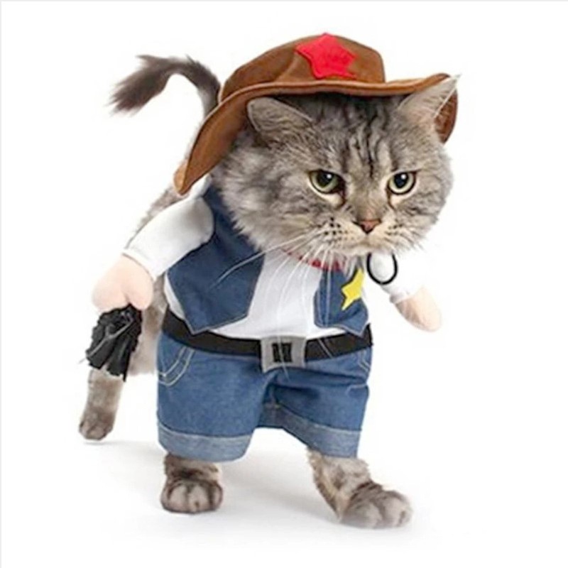 Cat Clothes Western Cowboy Funny Outfit