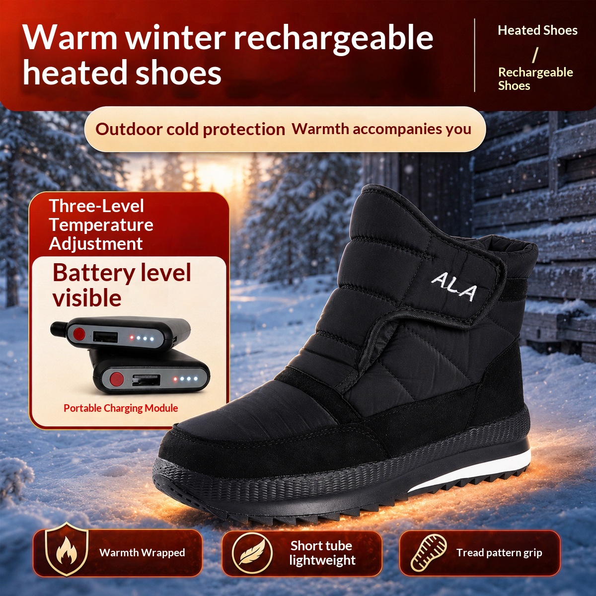 Outdoor Warm Snow Boots With Charging And Walkingpowered Heating