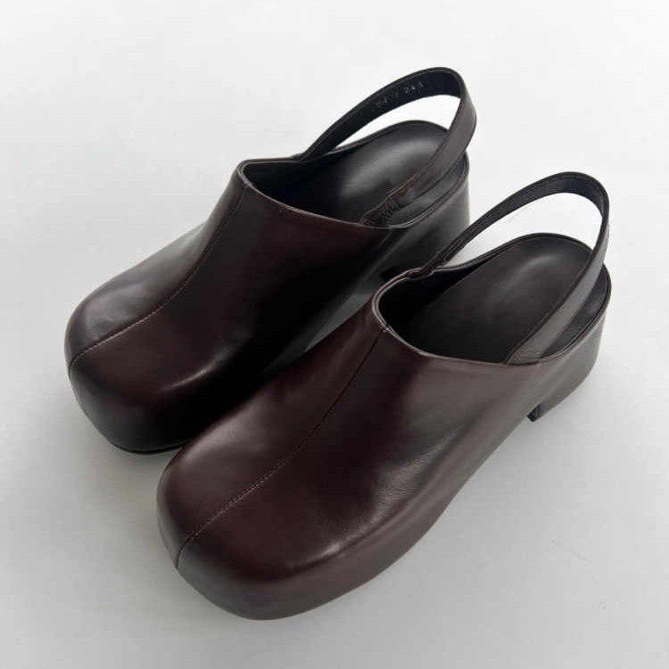 Korean-style Minimalist Round-toe Slingback Closed-toe Sandals