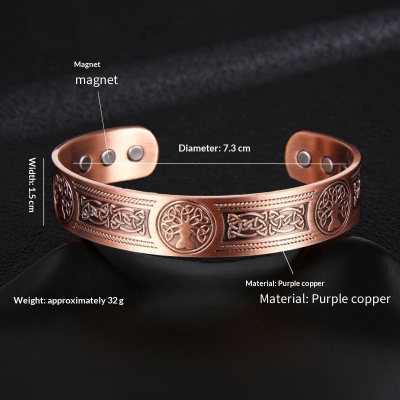 Magnetic Bracelet Vintage Red Copper Open Design