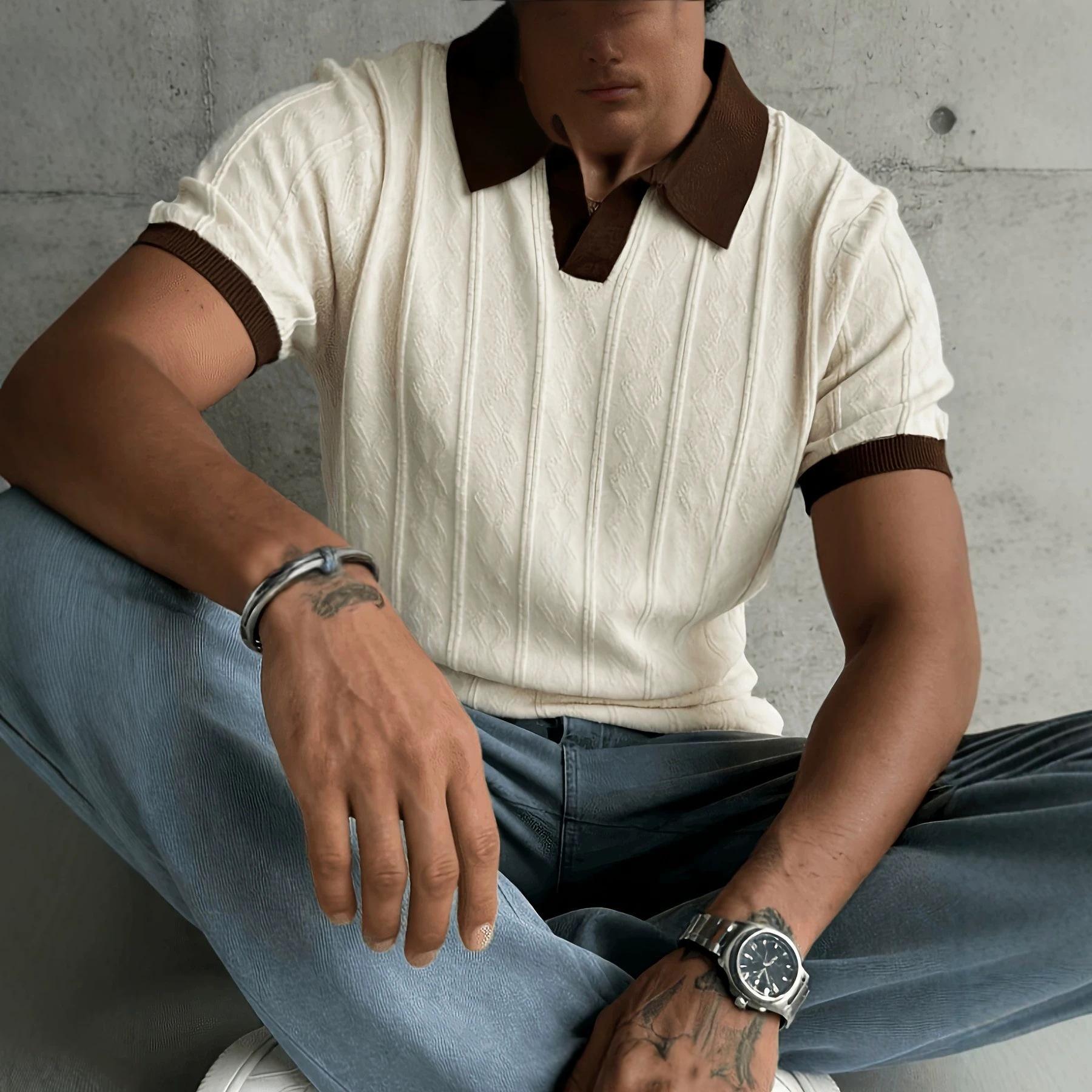 Neck Solid Color Short Sleeve Knitted Sweater