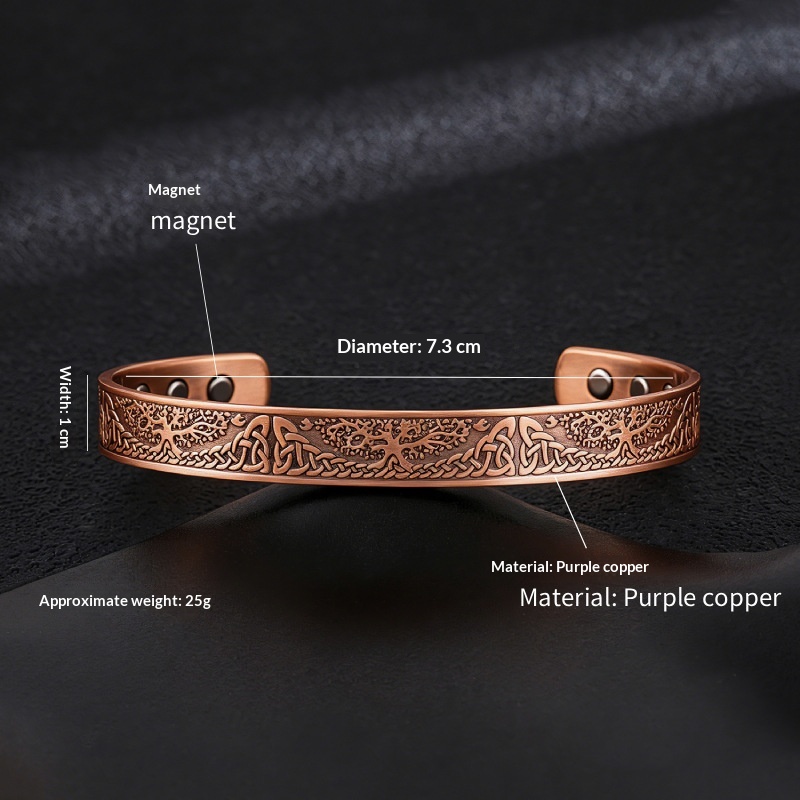 Magnetic Bracelet Vintage Red Copper Open Design