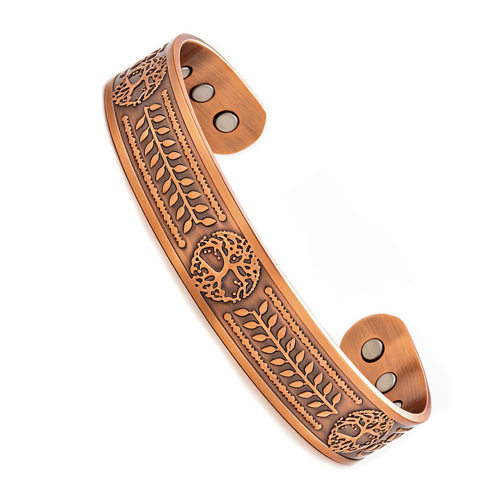 Magnetic Bracelet Vintage Red Copper Open Design
