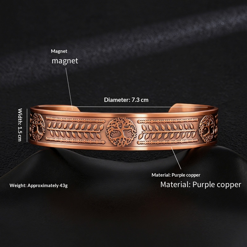 Magnetic Bracelet Vintage Red Copper Open Design