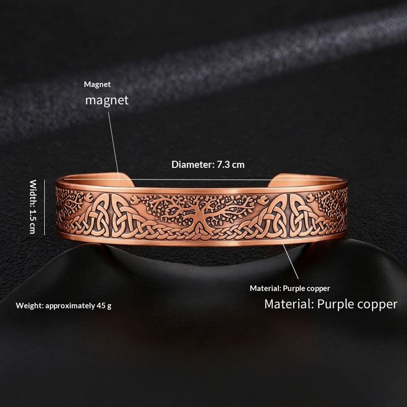 Magnetic Bracelet Vintage Red Copper Open Design