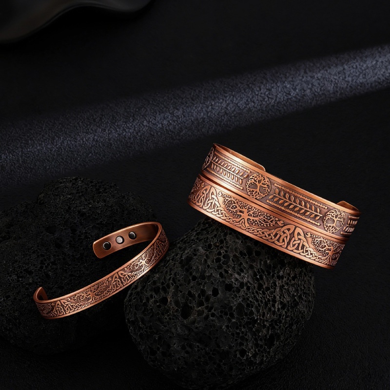 Magnetic Bracelet Vintage Red Copper Open Design