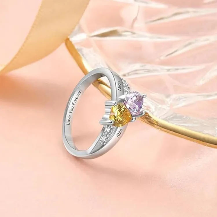 S925 Silver December Birthstone Personalized Engraved Ring
