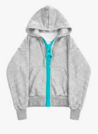 Blue Color-block Hoodie With A Large Zipper
