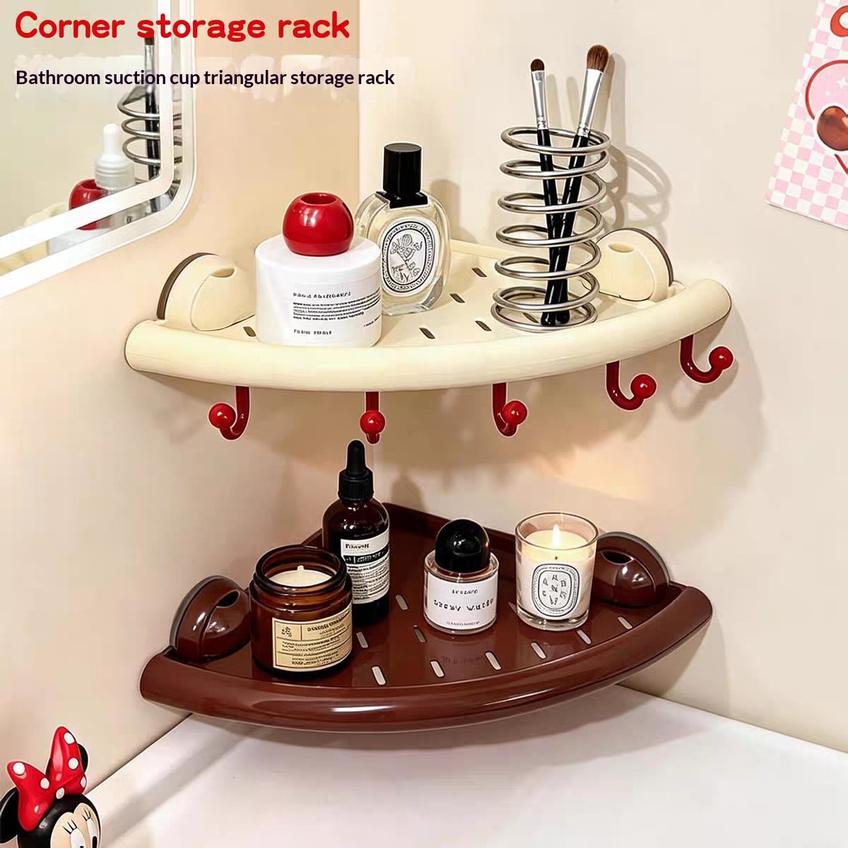 Suction-cup Bathroom Shelf Wall-mounted No Drilling Required