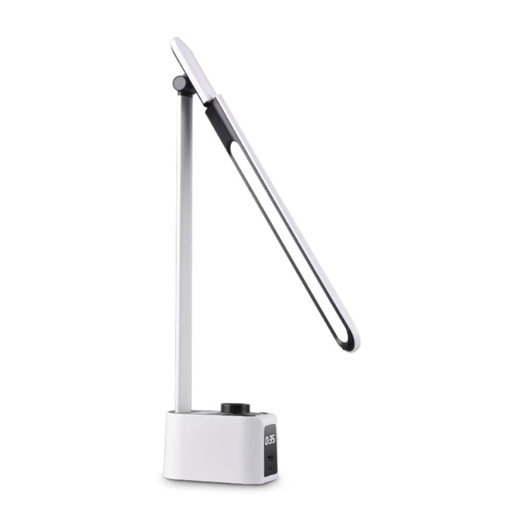 Lámpara de Escritorio USB con Reloj y Portalápices