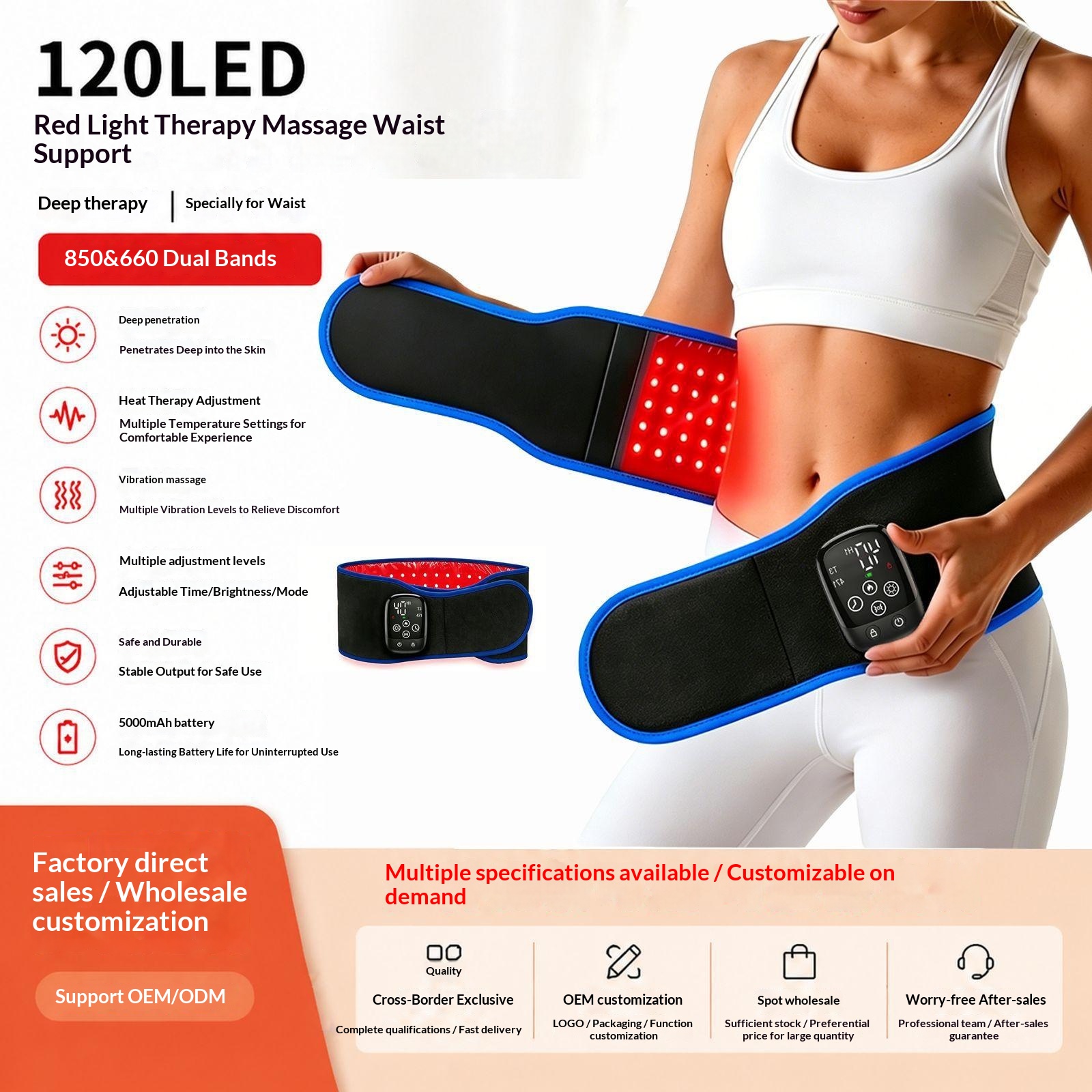 120-LED Far-Infrared Heating Massage Therapy Waist Support Belt