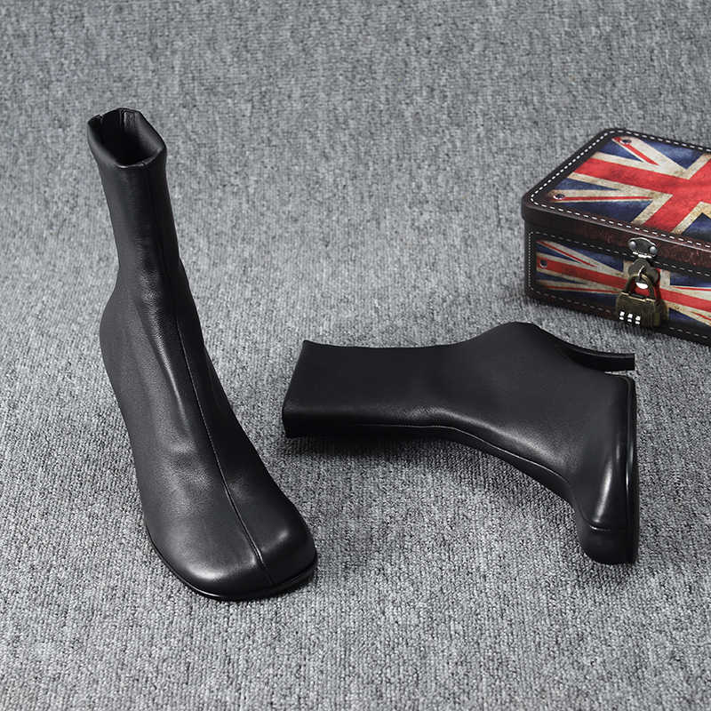 Leather Square-Toe Ankle Boots, picture 3 of 3