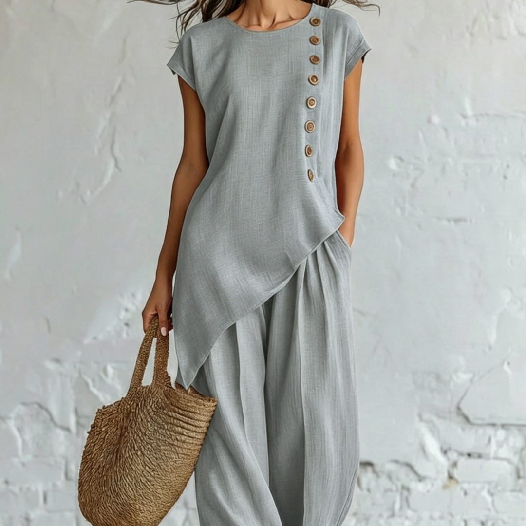 Round-Neck Top Trousers Set