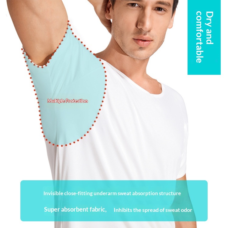 Mens Modal Underarm Sweat-Absorbent Short-Sleeve Shirt