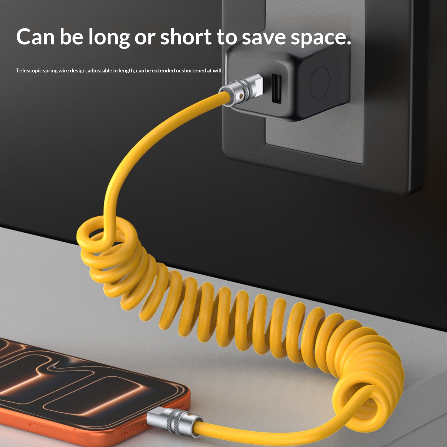 Charging Spring Data Cable Dual Type-C Aluminum Alloy Charger Cord