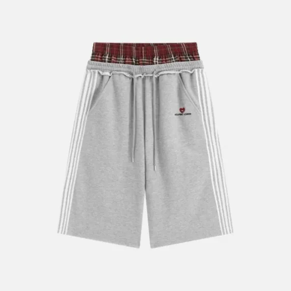 Retro Striped Embroidered Athletic Shorts