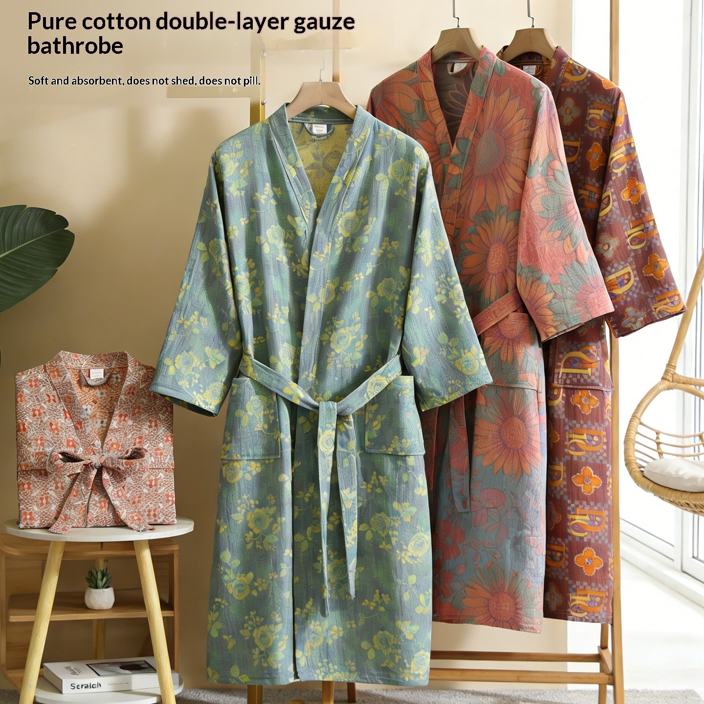 Childrens Class A Pure Cotton Double-Layer Gauze Bathrobe