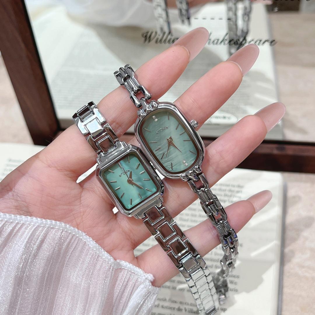 Simple Square Sugar Shaped Steel Band Mother Of Pearl Womens Watch