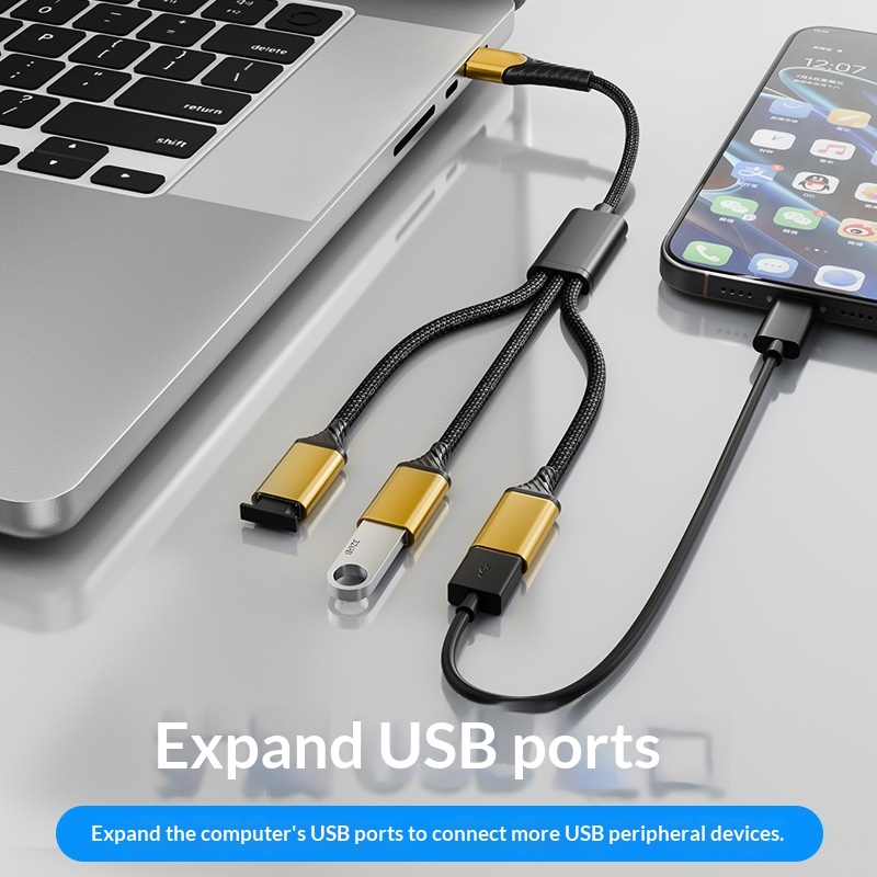USB One-to-three Extension Cable Adapter Compatible With Computers USB Flash Mice Keyboards And Smartphones