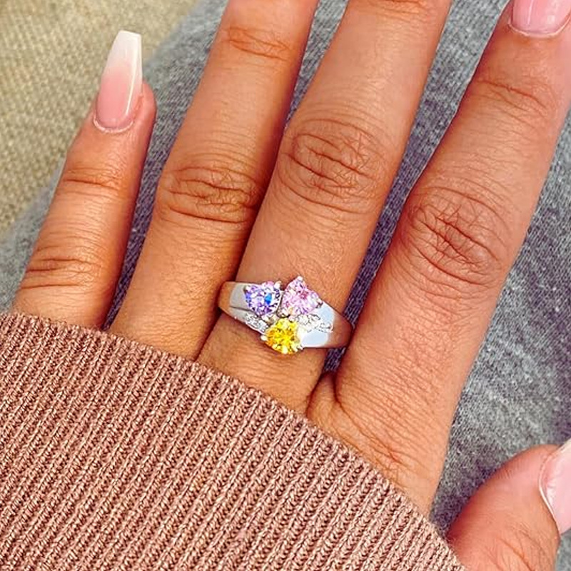 Ladies' Love Birthday Stone Personalized Engraved Ring