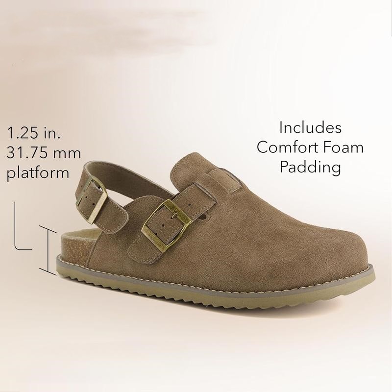 Womens Suede Buckle Mules Shoes 7