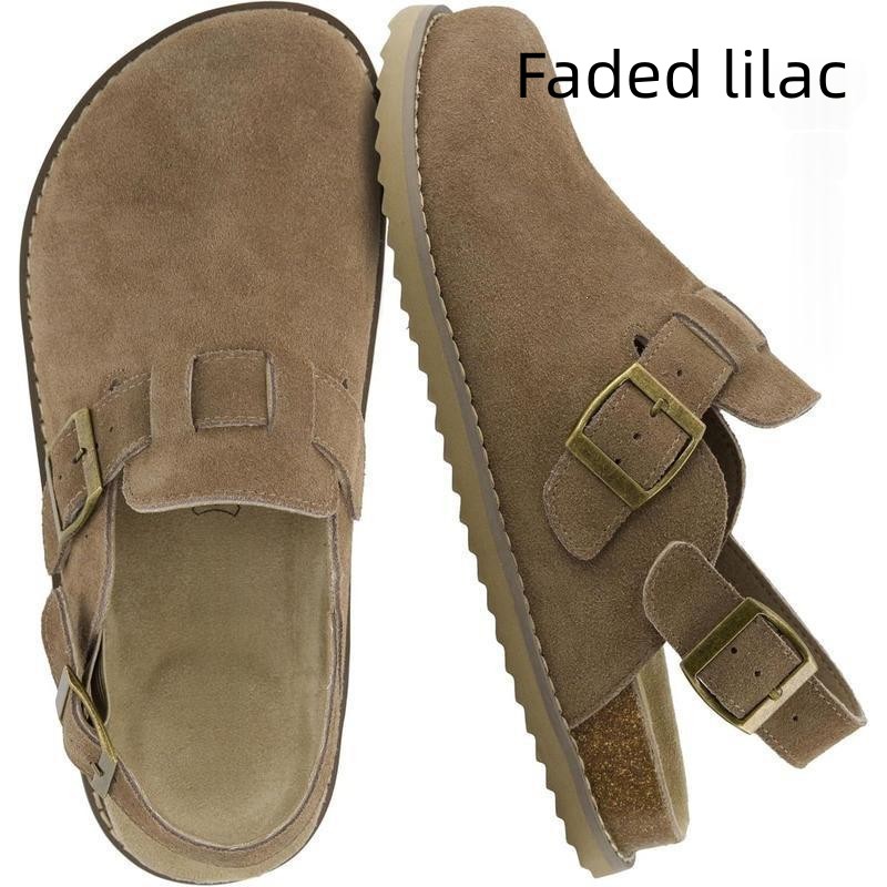 Womens Suede Buckle Mules Shoes 5