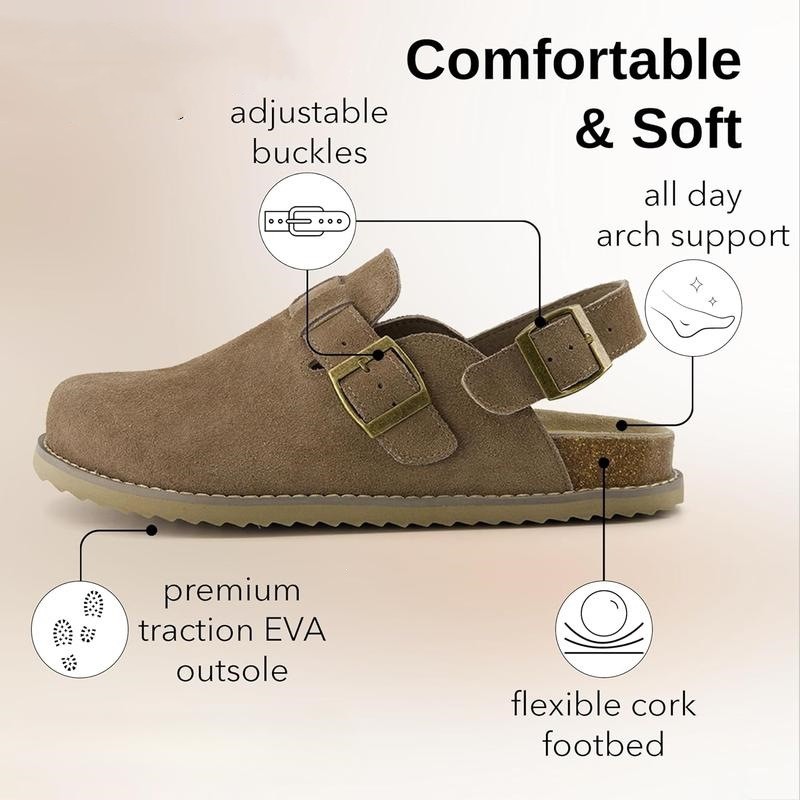 Womens Suede Buckle Mules Shoes 6