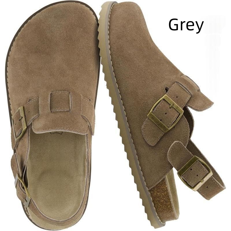 Womens Suede Buckle Mules Shoes 3
