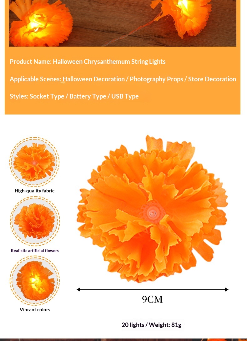 Dahlia Flower LED Halloween Decorative Light everydayshopit media
