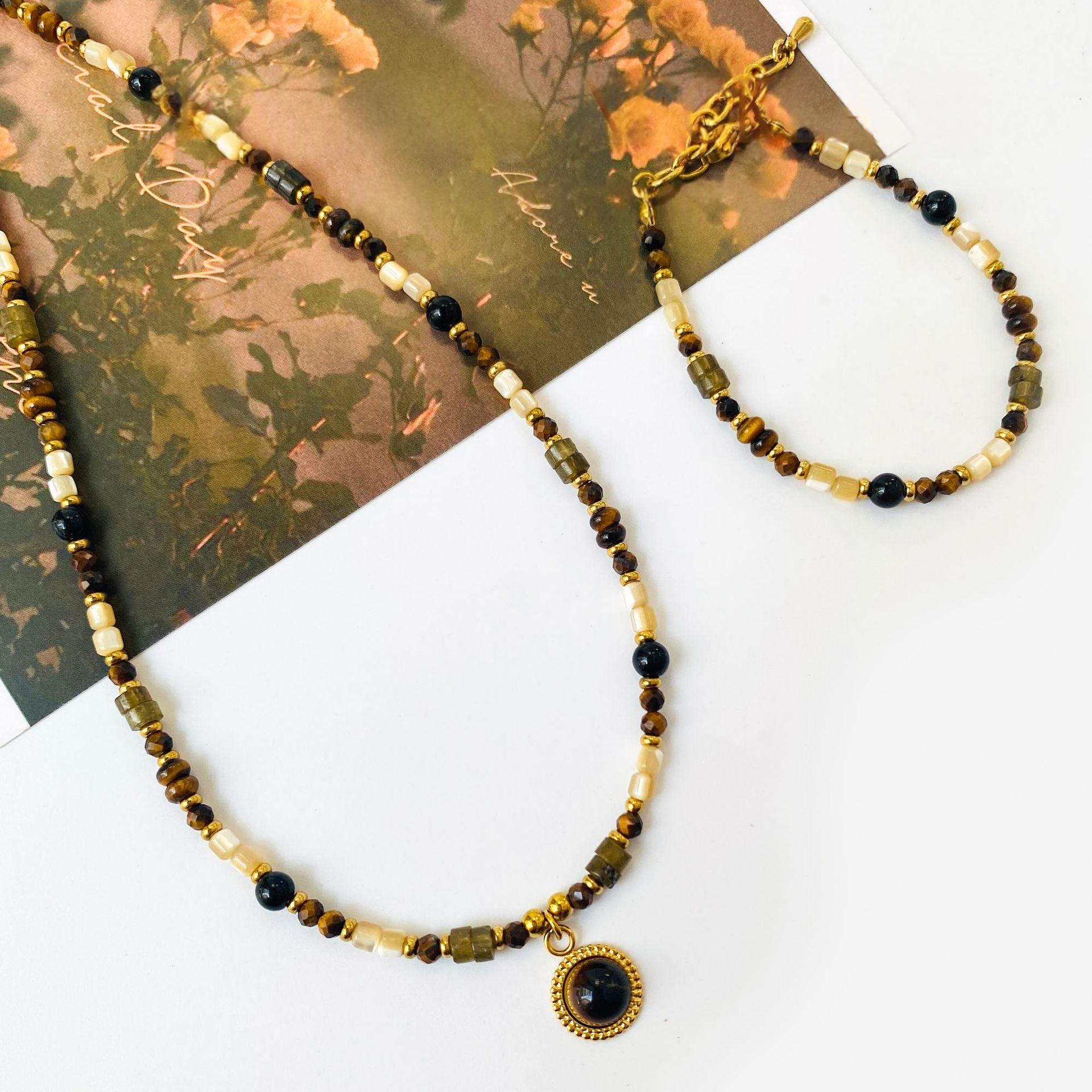 Natural Stone Bead Necklace And Bracelet