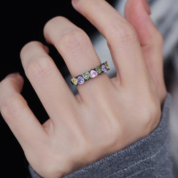 Womens Adjustable Open-ring With Colorful Zircon Stones