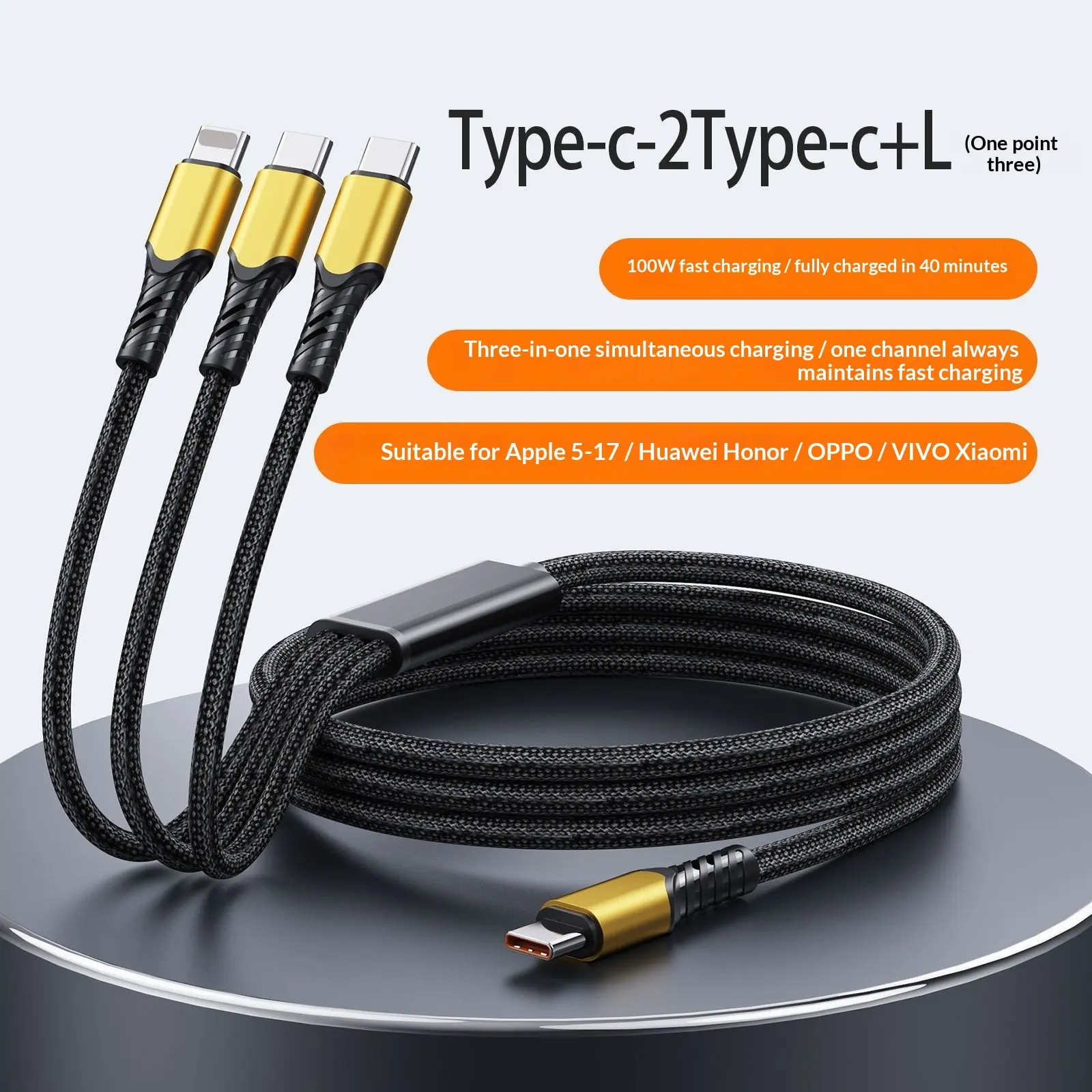 Fast-charging Cable 3-in-1 And 5-in-1 Multi-head Charging