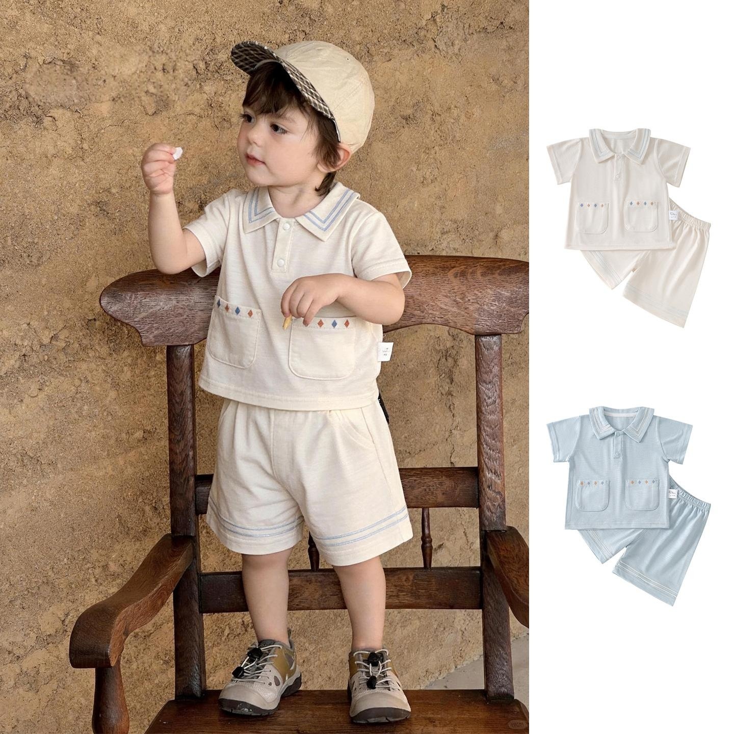 Infant Toddler Short Sleeve Shorts Set - Lightweight Breathable Two Piece Outfit for Summer Casual Wear
