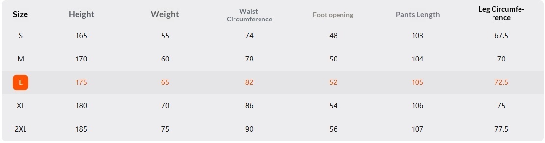 Size chart for Men's Double-Pleat Wide-Leg Trousers