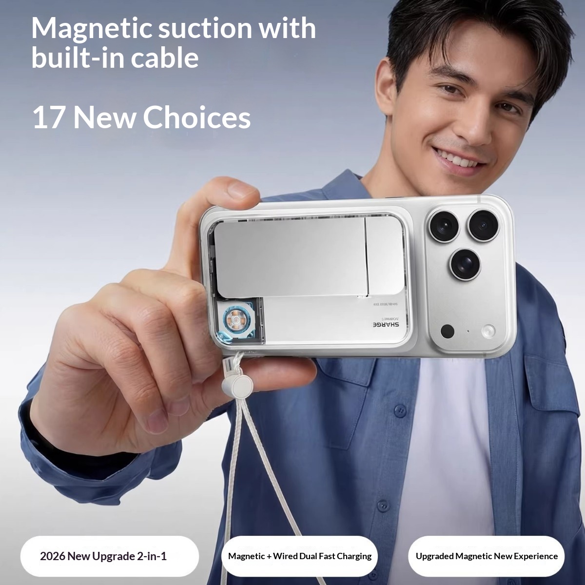 Magnetic Charging Bank With Built-in Cable