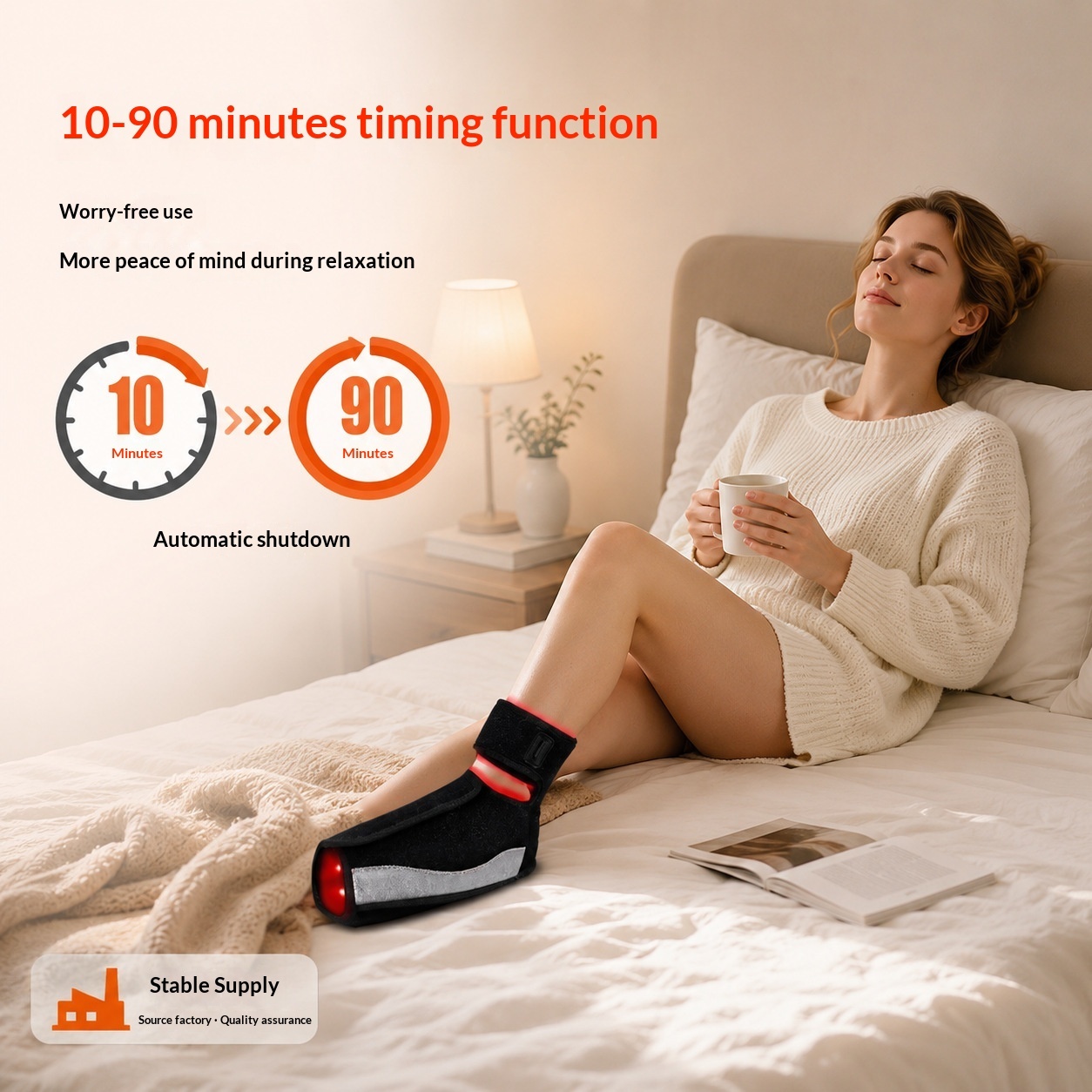 80-LED Portable Far-Infrared And Near-Infrared Heating Foot And Sole Therapy Device