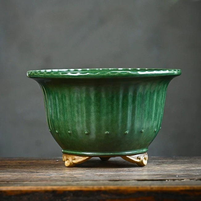 Round Moon-shaped Yixing Zisha Flower Pot