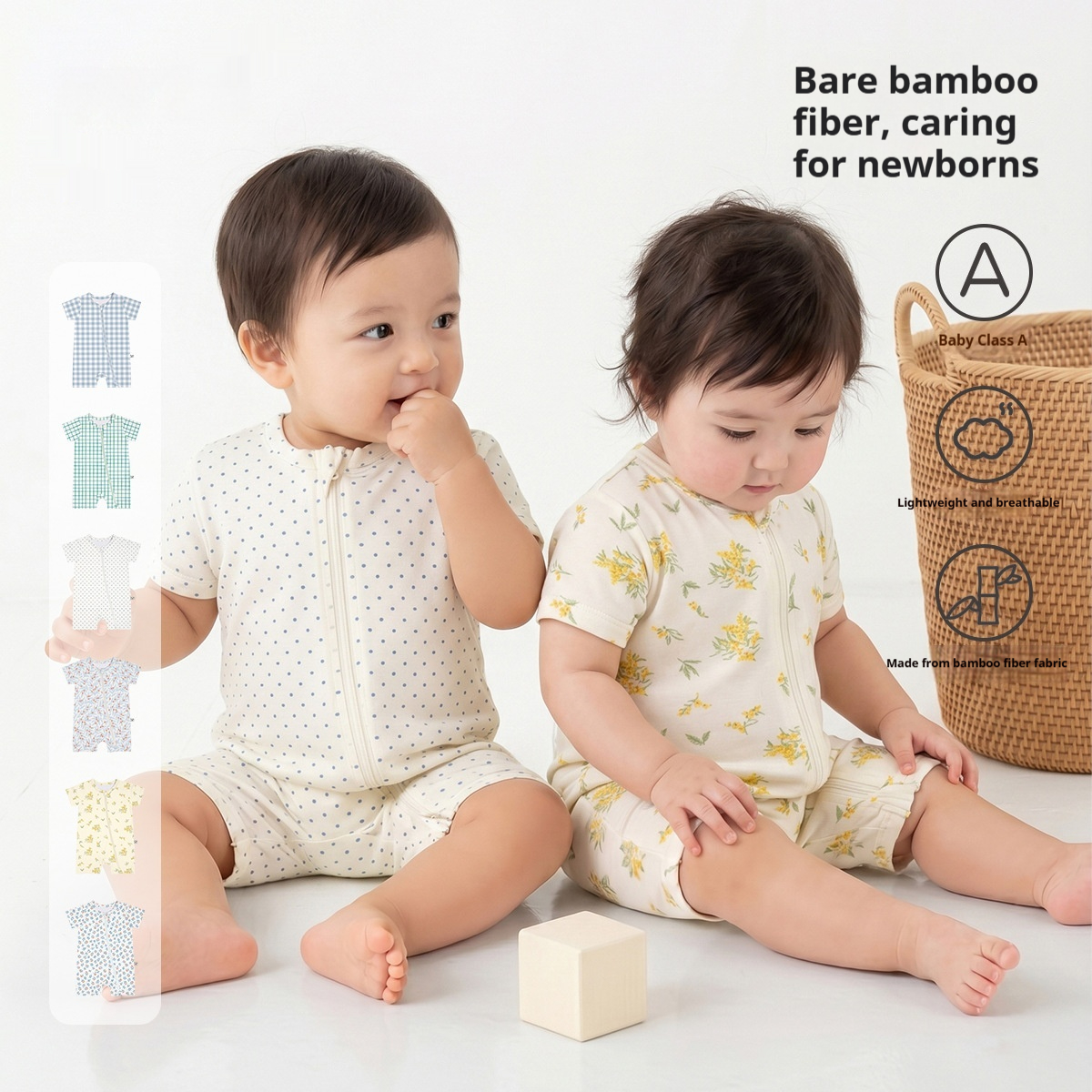 Mint Baby Romper With Zipper Summer Clothes For Boys And Girls